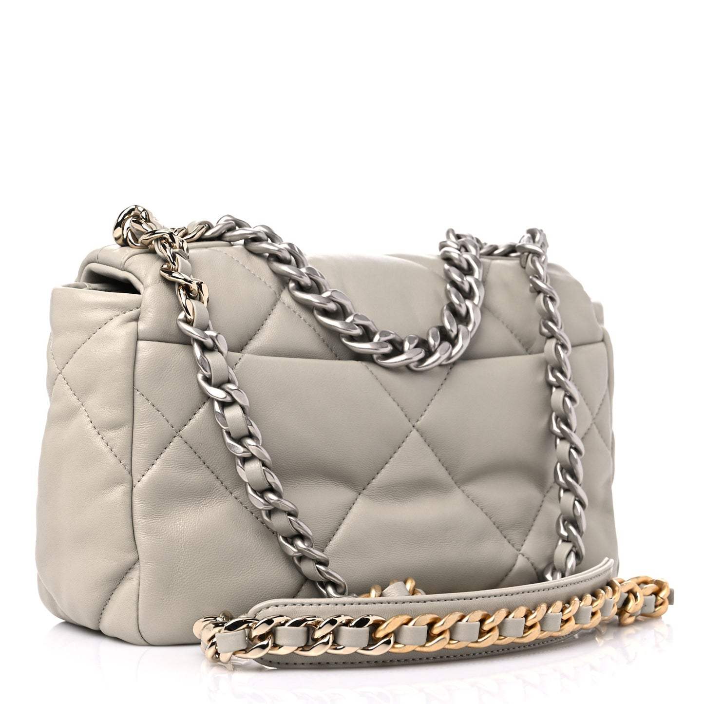 Lambskin Quilted Medium Chanel 19 Flap Light Grey