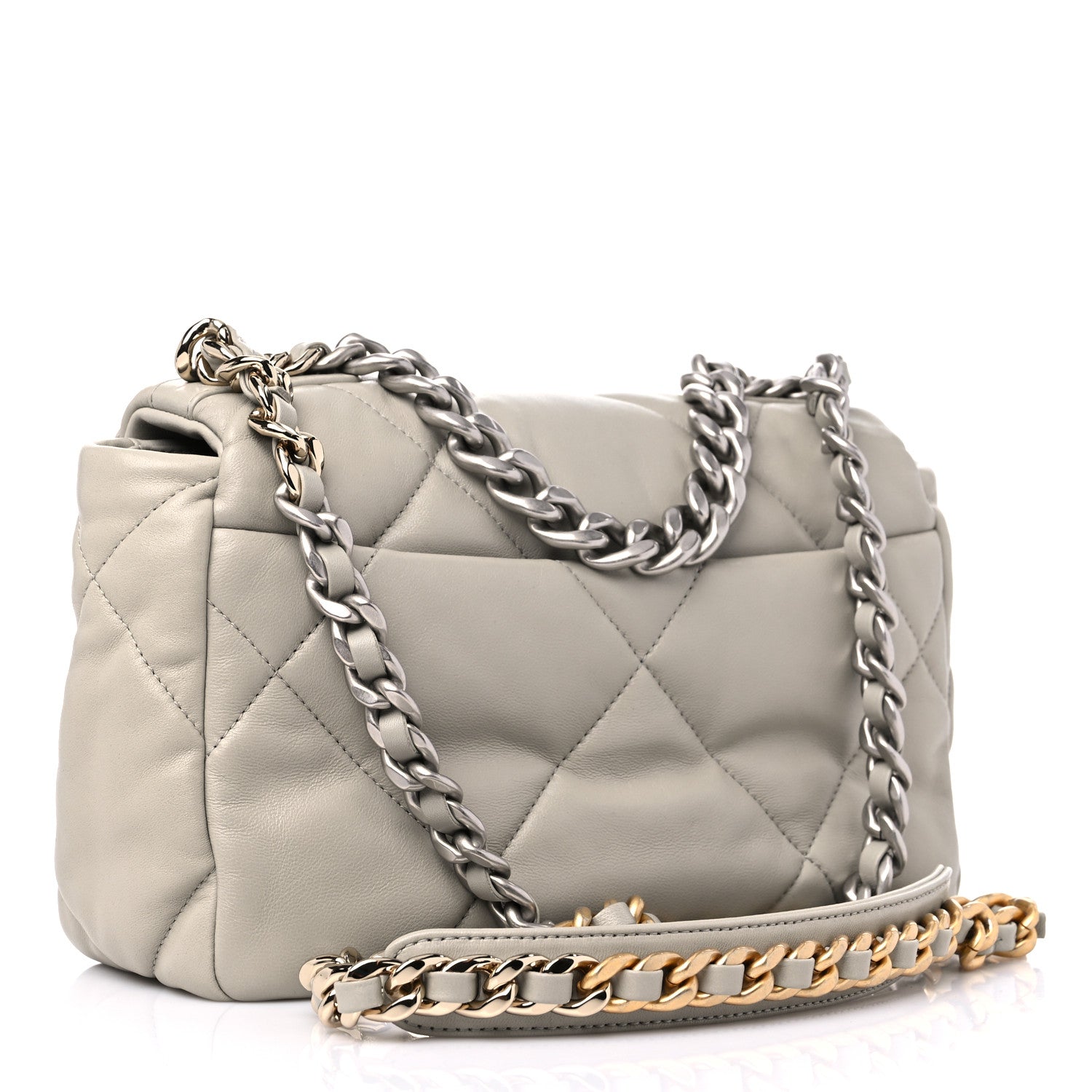 Chanel Lambskin Quilted Medium Chanel 19 Flap Light Grey 3 of 10