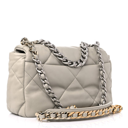 Chanel Lambskin Quilted Medium Chanel 19 Flap Light Grey 3 of 10