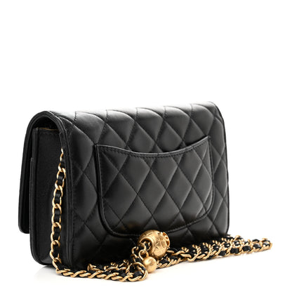 Chanel Lambskin Quilted Pearl Crush Wallet On Chain WOC Black 3 of 13