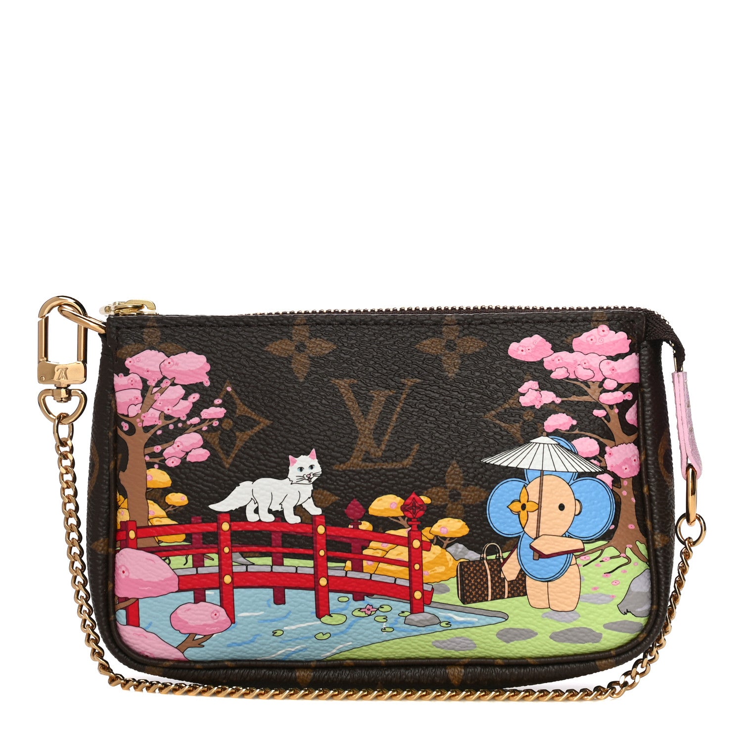 Louis Vuitton Monogram 2021 Christmas Animation Japanese Garden Mini Pochette Accessories Wisteria Pink 1 of 10