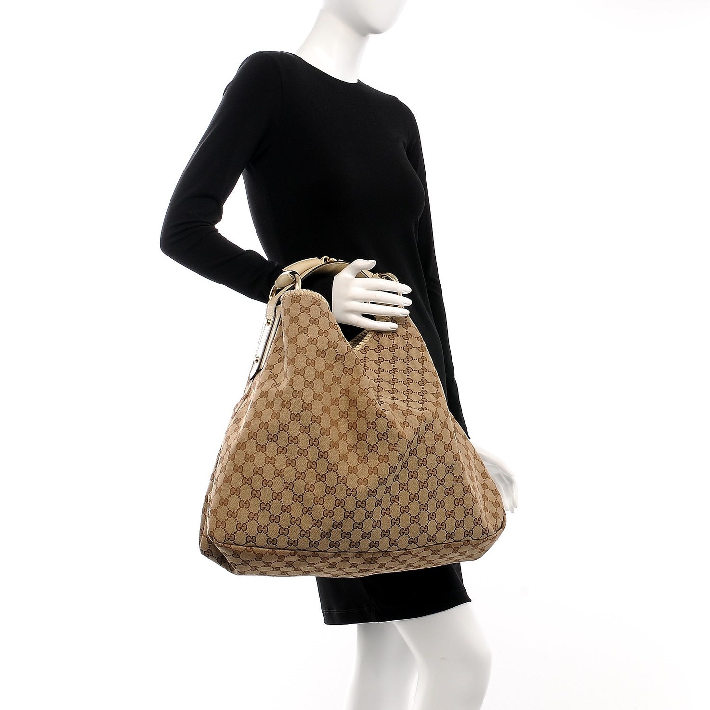 Monogram Large Horsebit Chain Hobo Off White