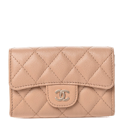 Chanel Caviar Quilted Flap Card Holder Wallet Beige 1 of 9