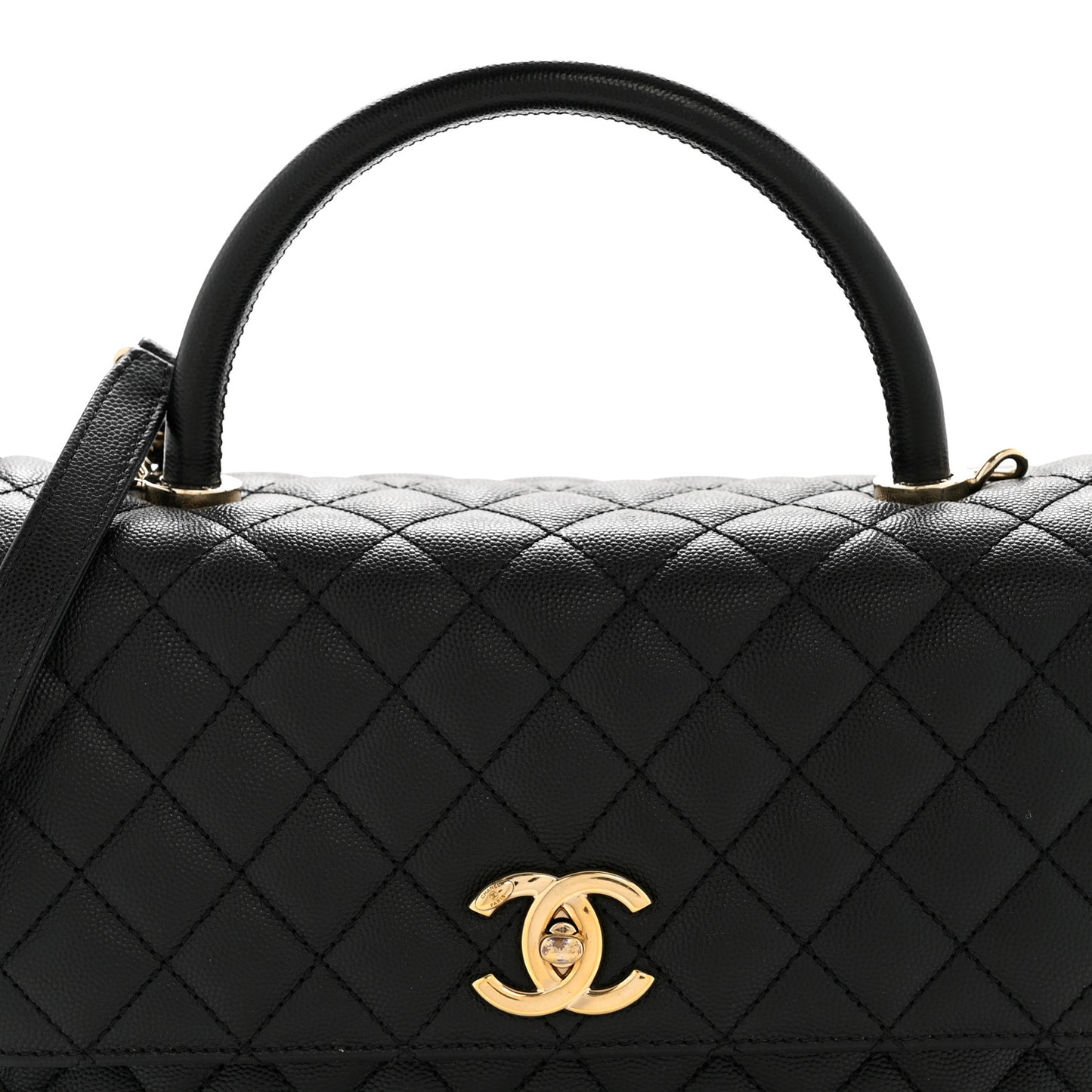 Caviar Quilted Small Coco Handle Flap Black