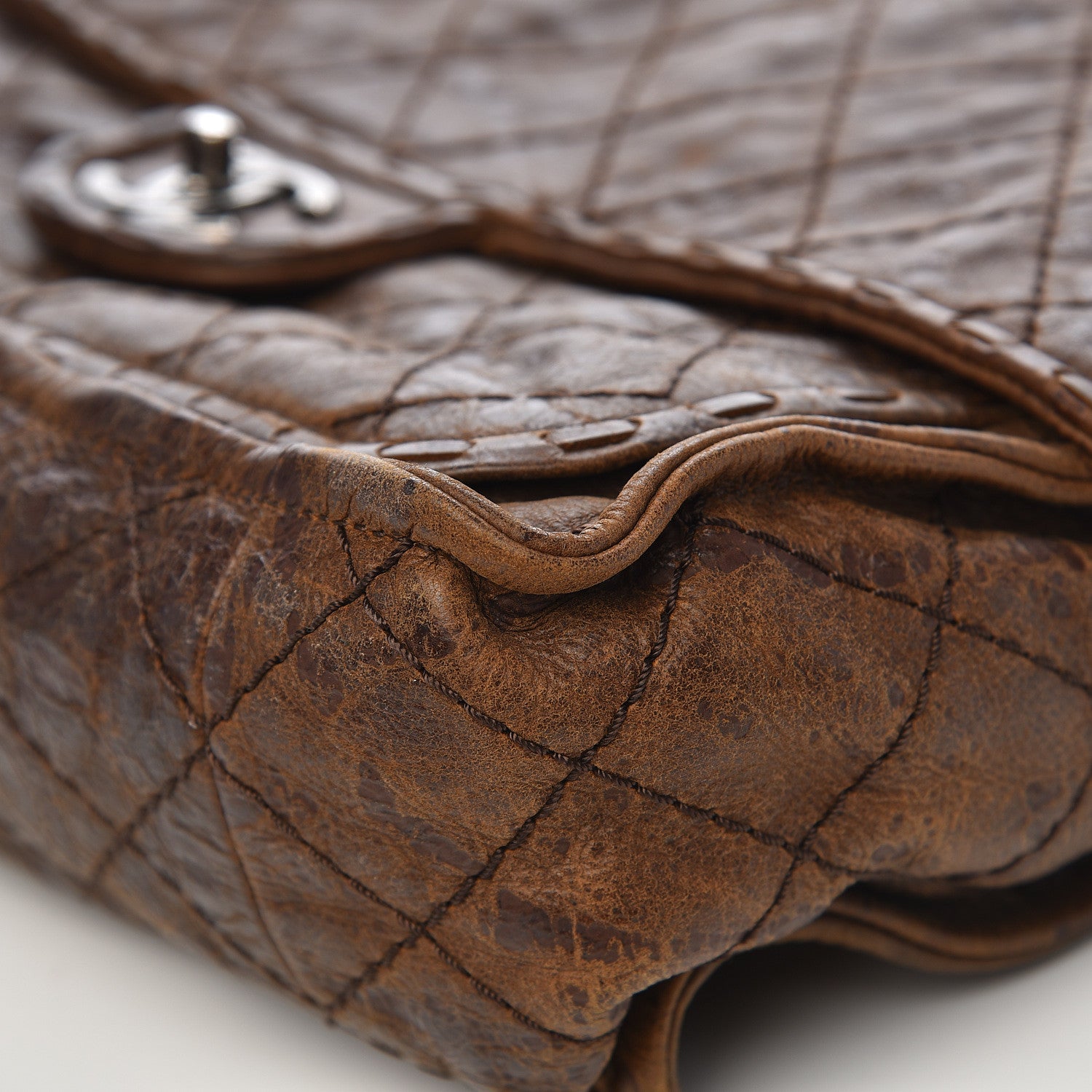 Chanel Aged Crumpled Calfskin Vintage Flap Brown 14 of 17