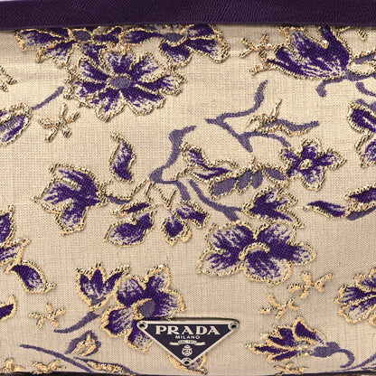 Prada Canvas Embroidered Kisslock Shoulder Bag 7 of 14