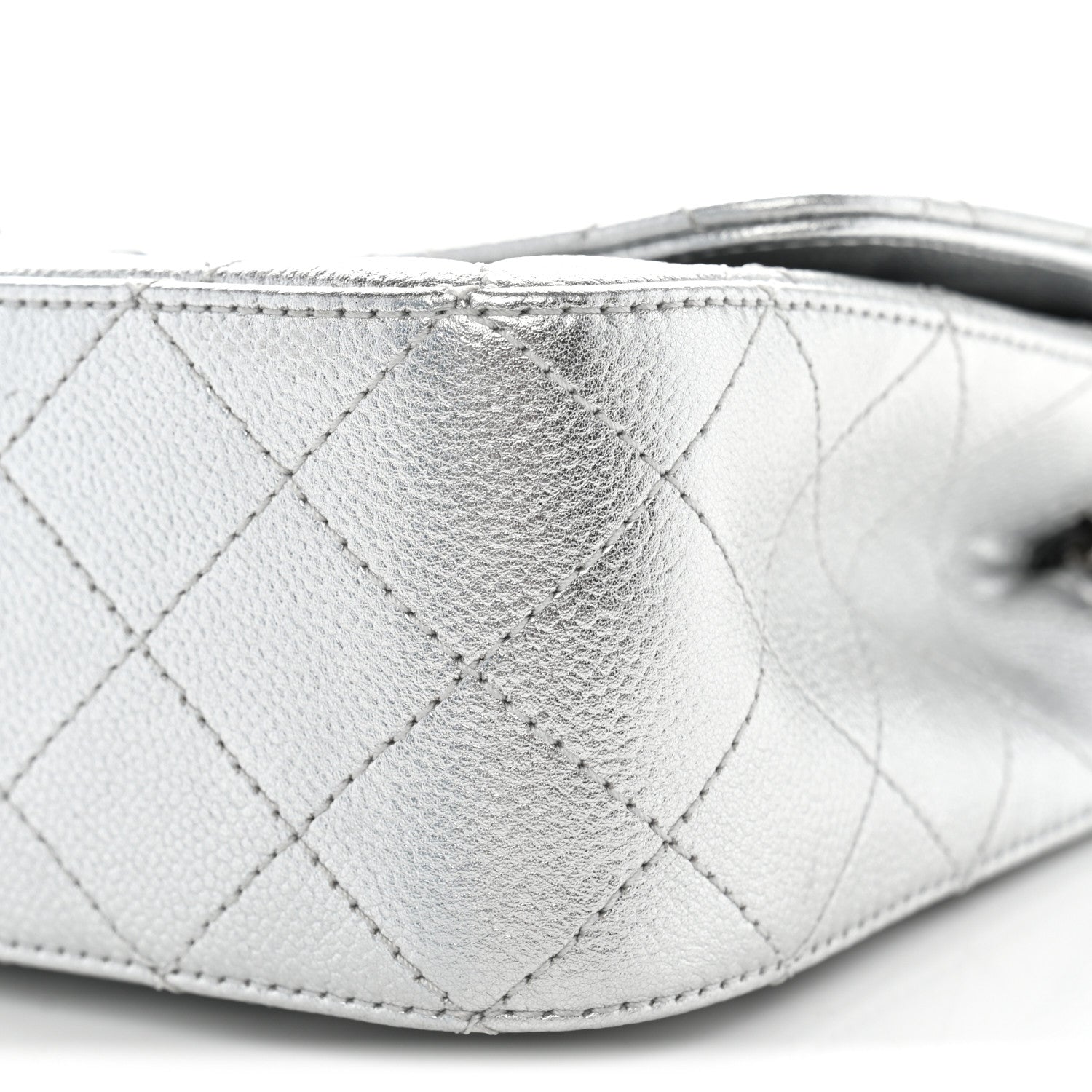 Chanel Metallic Caviar Quilted Medium CC Slide Flap Silver 10 of 11