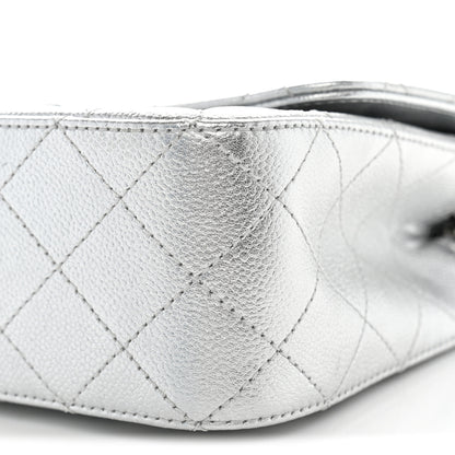 Chanel Metallic Caviar Quilted Medium CC Slide Flap Silver 10 of 11