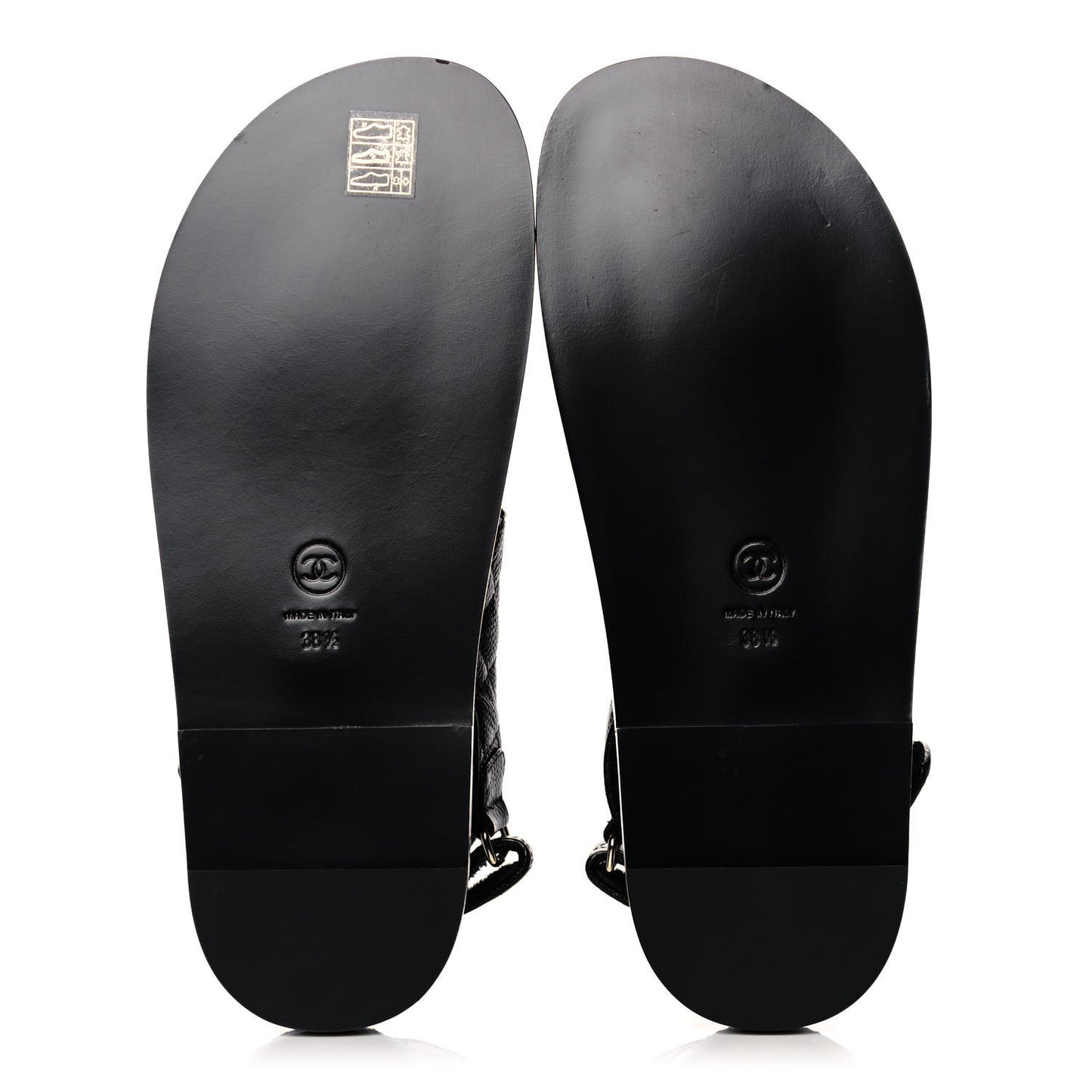 Grained Calfskin Velcro Dad Sandals 38.5 Black