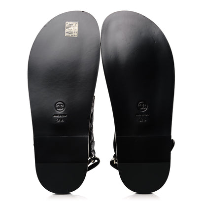 Chanel Grained Calfskin Velcro Dad Sandals 38.5 Black 5 of 12