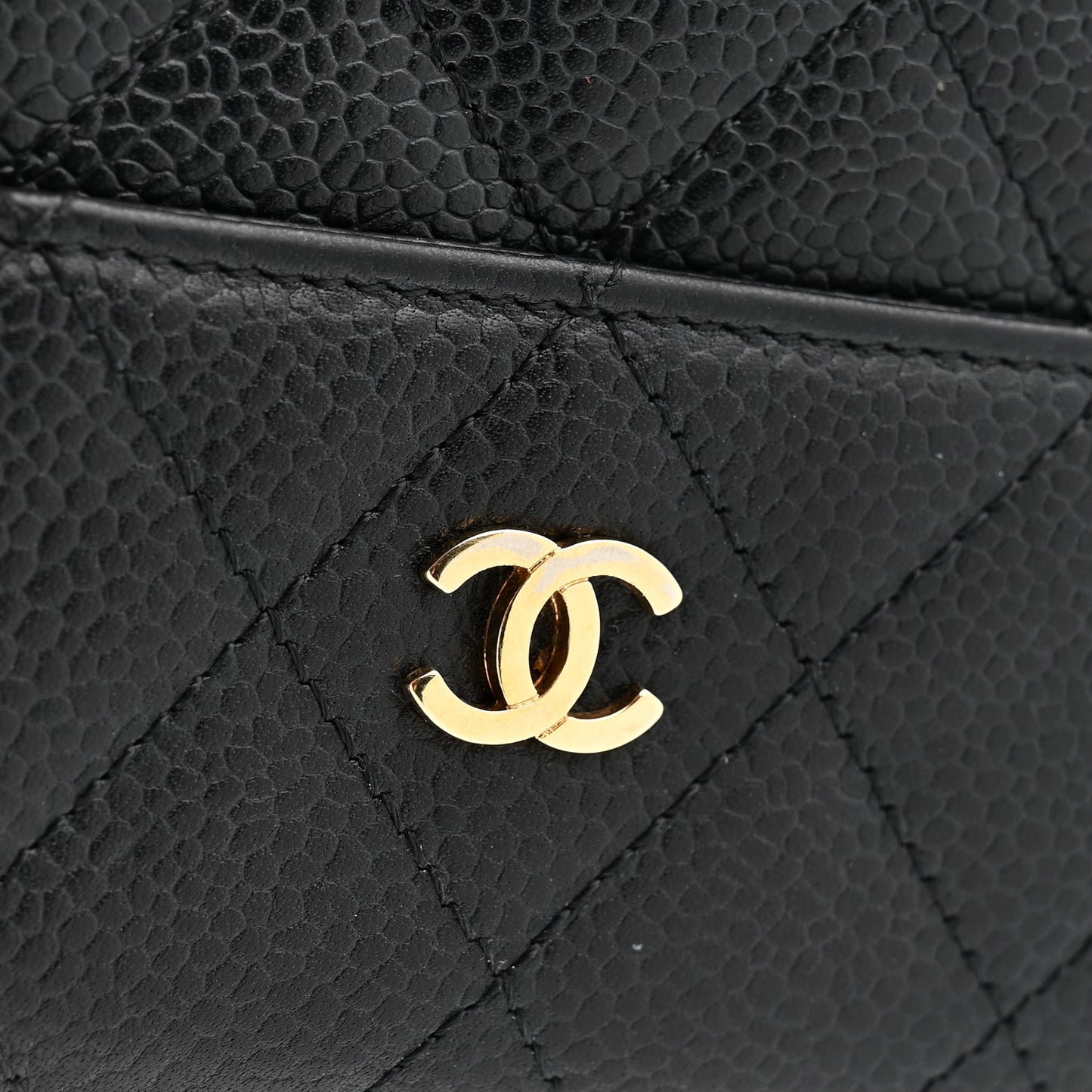 Caviar Quilted Compact French Flap Wallet Black