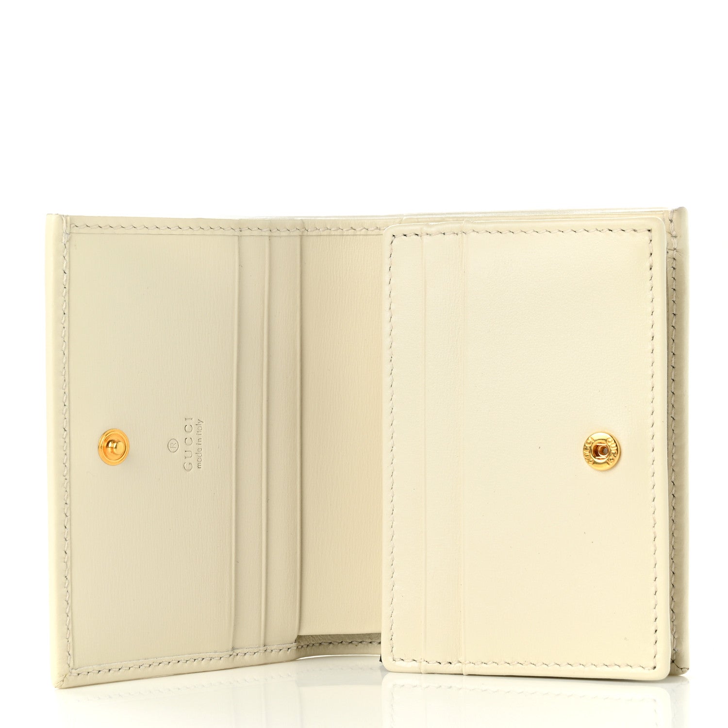 Gucci Boarded Plutone Calfskin Horsebit 1955 Card Case Wallet Mystic White 5 of 8