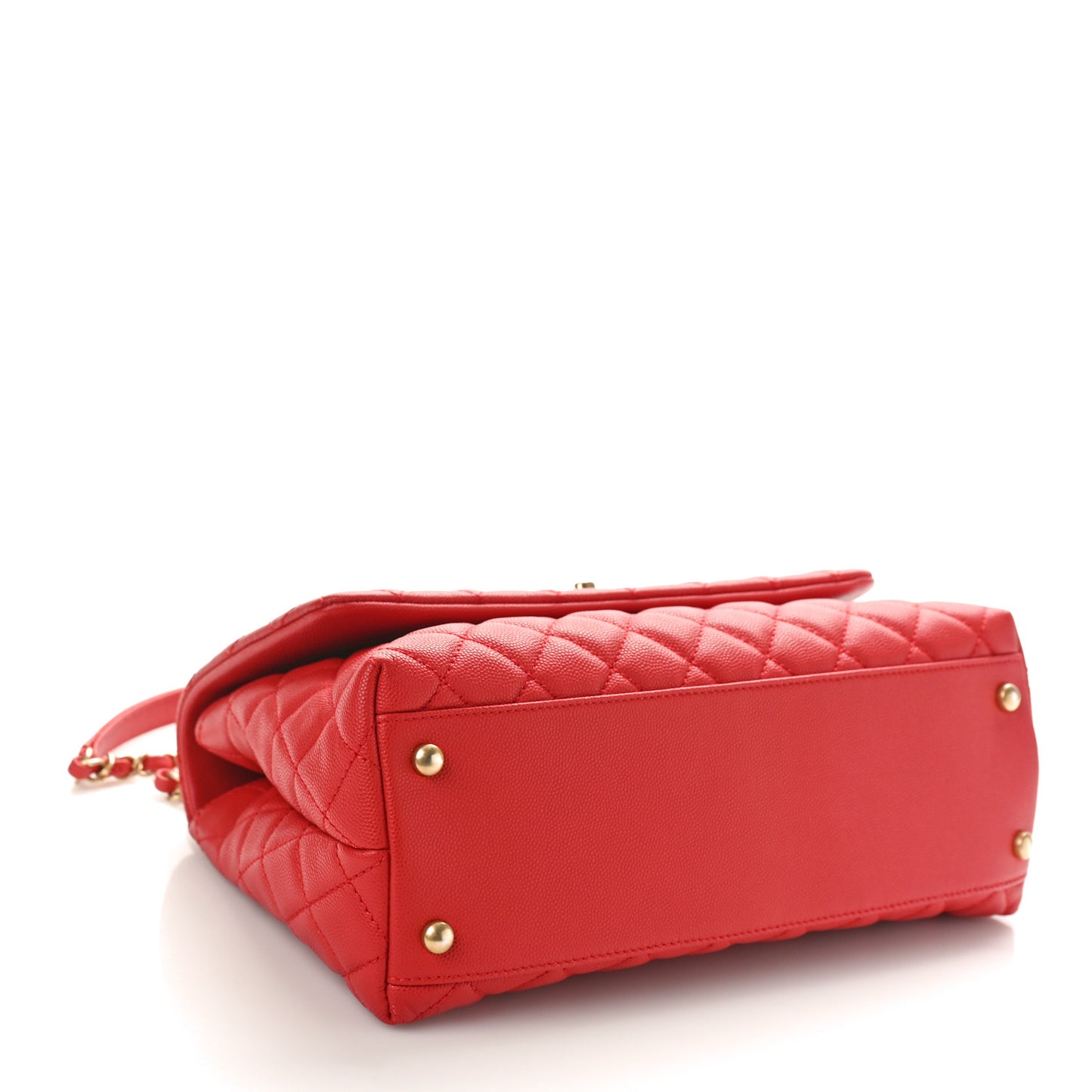 Caviar Quilted Small Coco Handle Flap Red