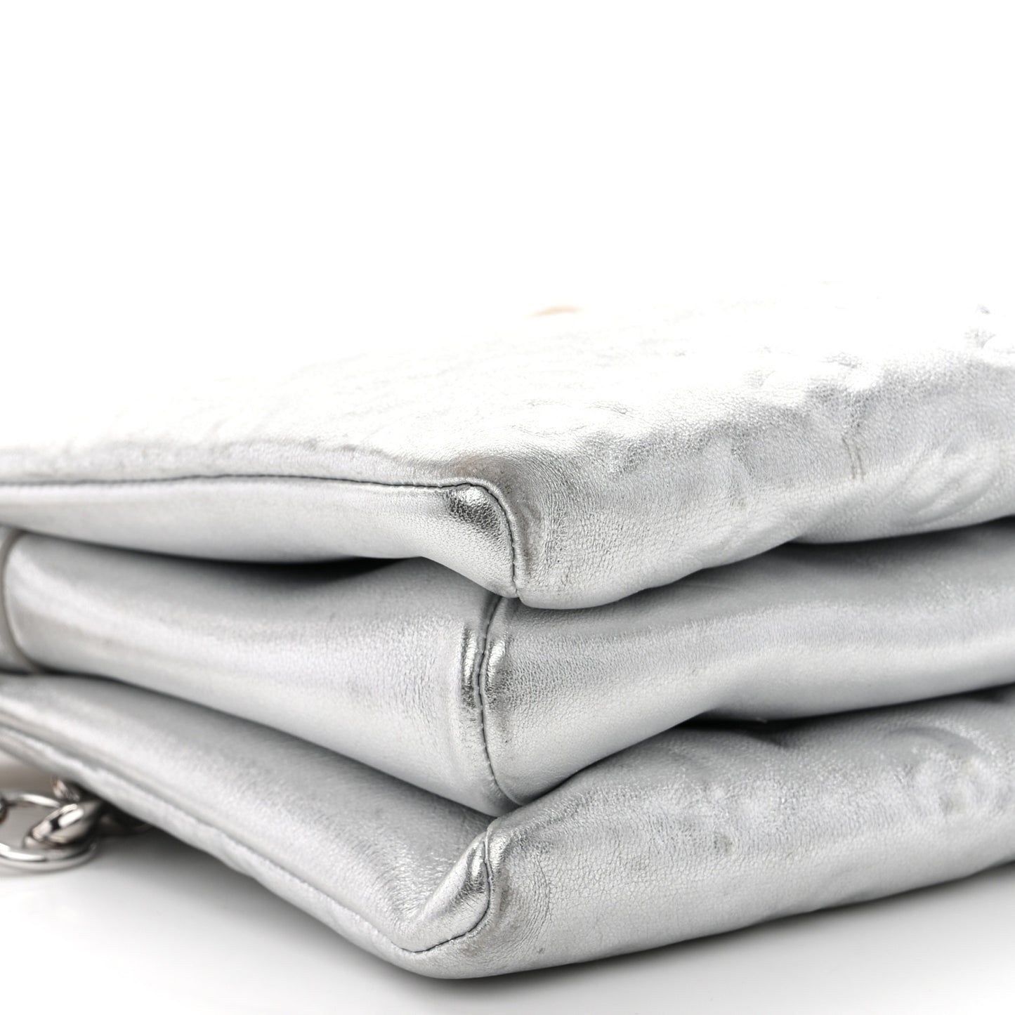 Metallic Lambskin Embossed Monogram Coussin BB Silver