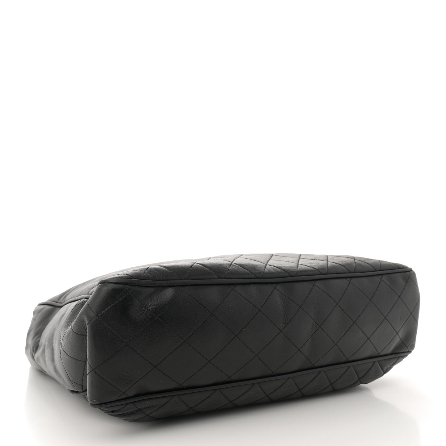 Lambskin Quilted Shopping Tote Black