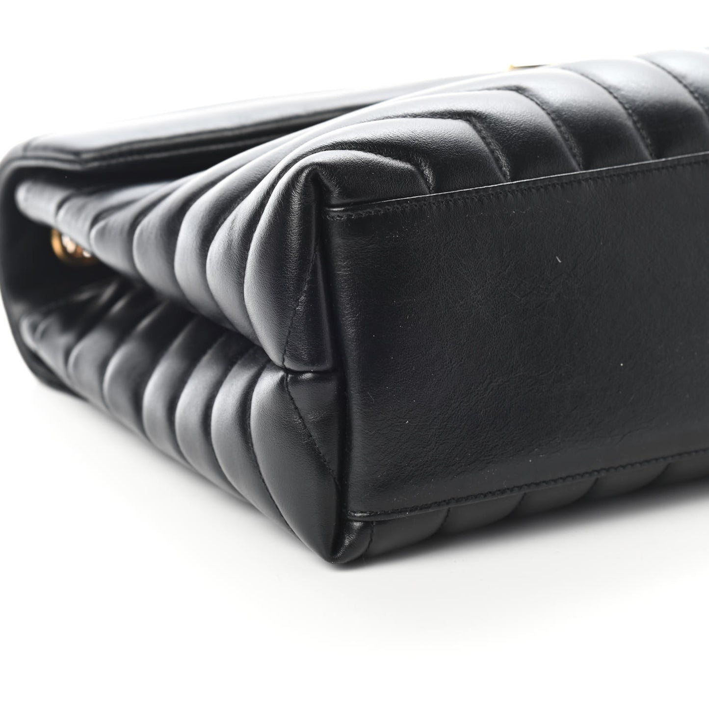 Calfskin Y Quilted Monogram Medium Loulou Chain Satchel Black