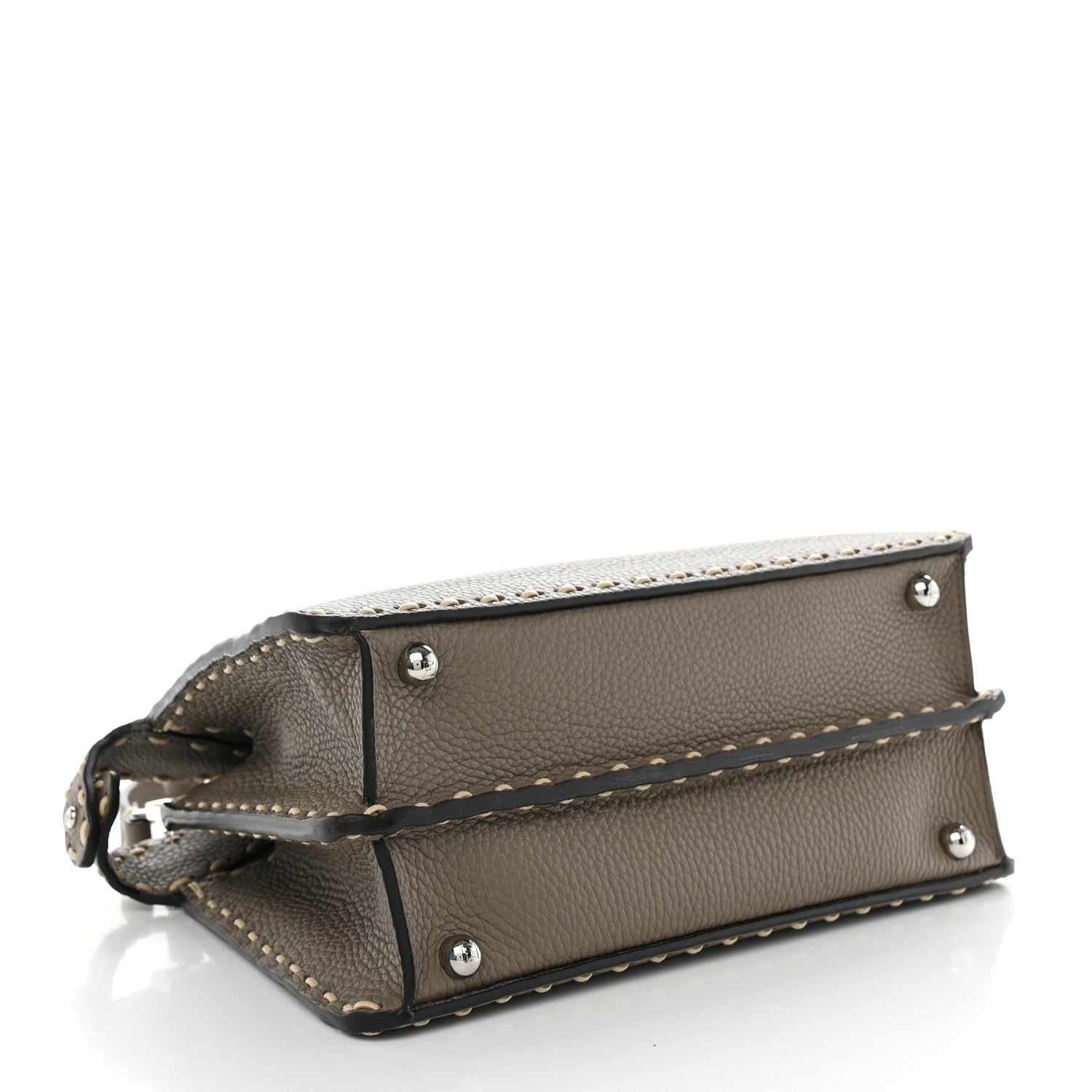Fendi Vitello Granato Camoscio Selleria Macro Stitchings Small Peekaboo I SEE U Satchel Tartufo 4 of 9