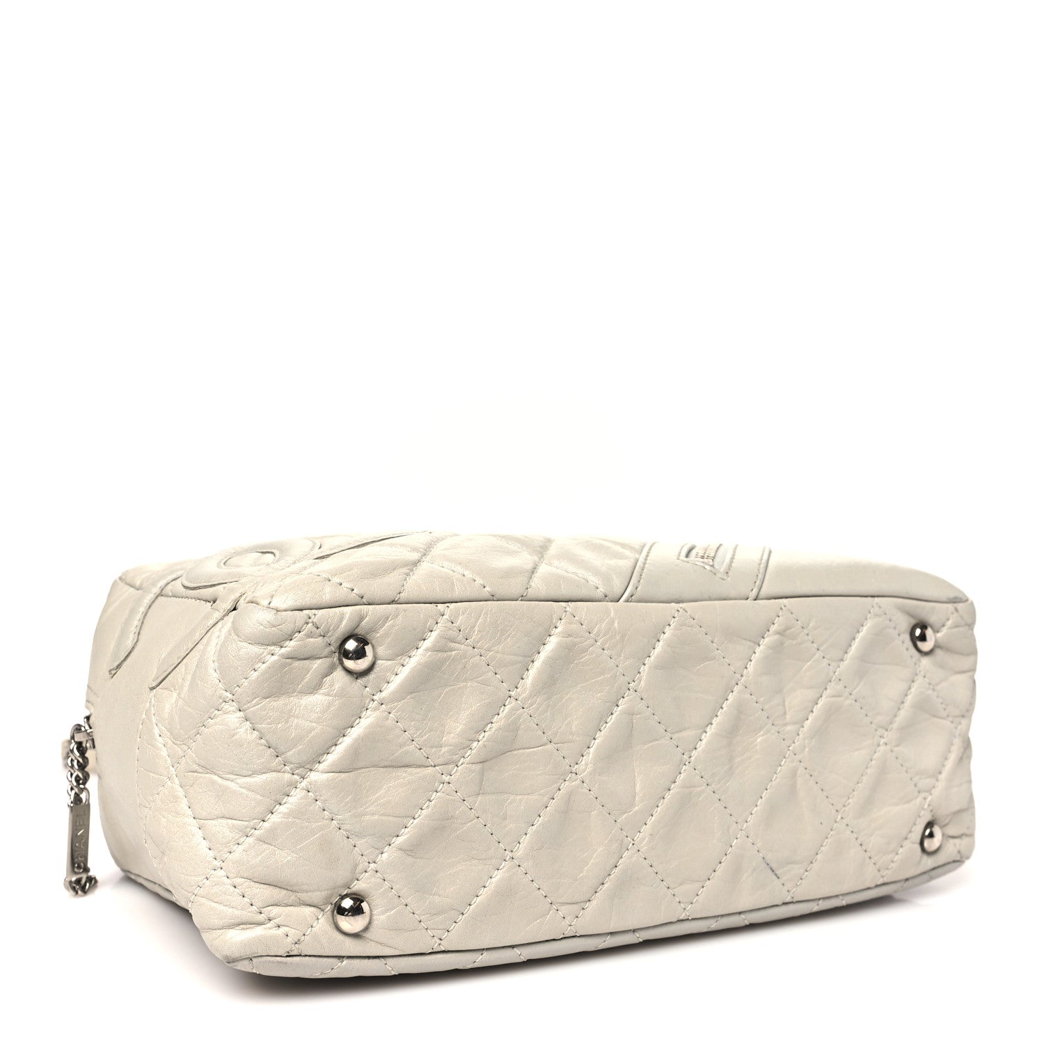 Chanel Aged Calfskin Quilted Cotton Club Bowler Pearl 4 of 12