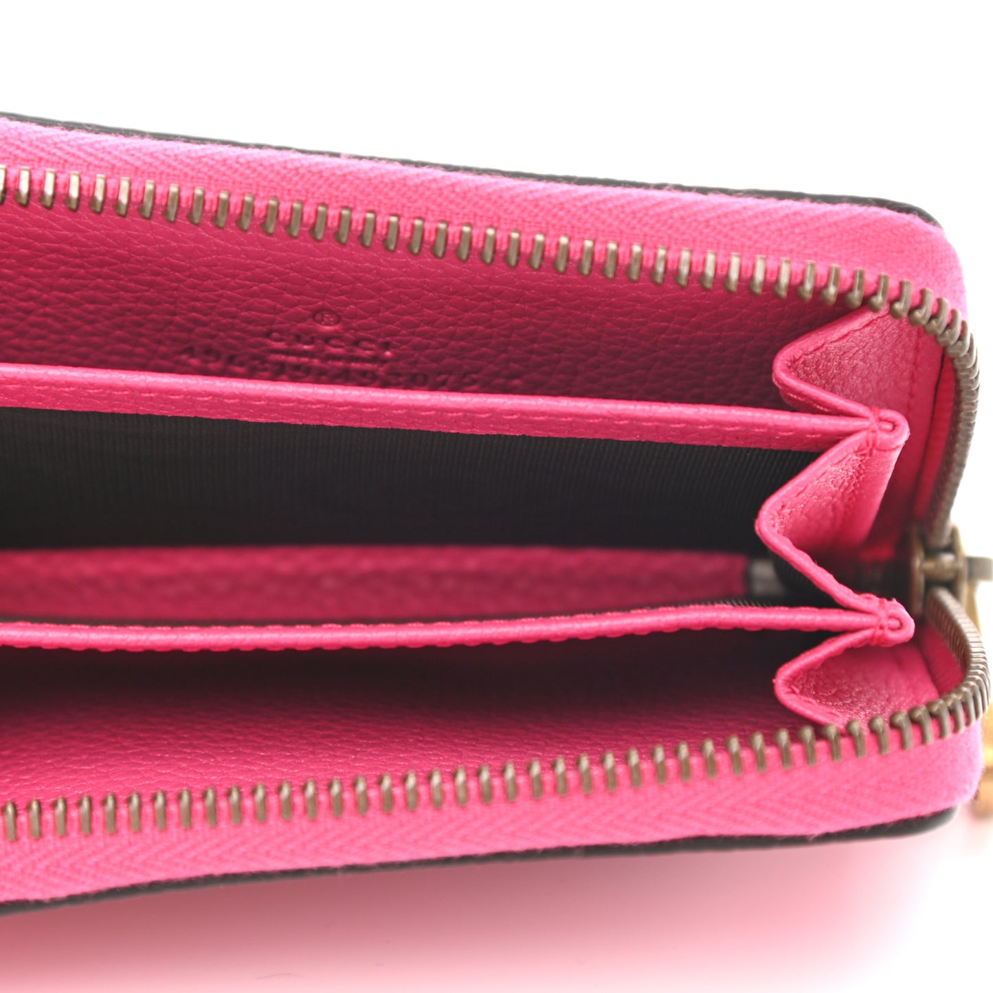 Grained Calfskin Logo Zip Around Card Case Box Pink Green