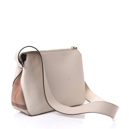 Burberry Soft Grain Calfskin House Check Small Helmsley Crossbody Limestone 2 of 5