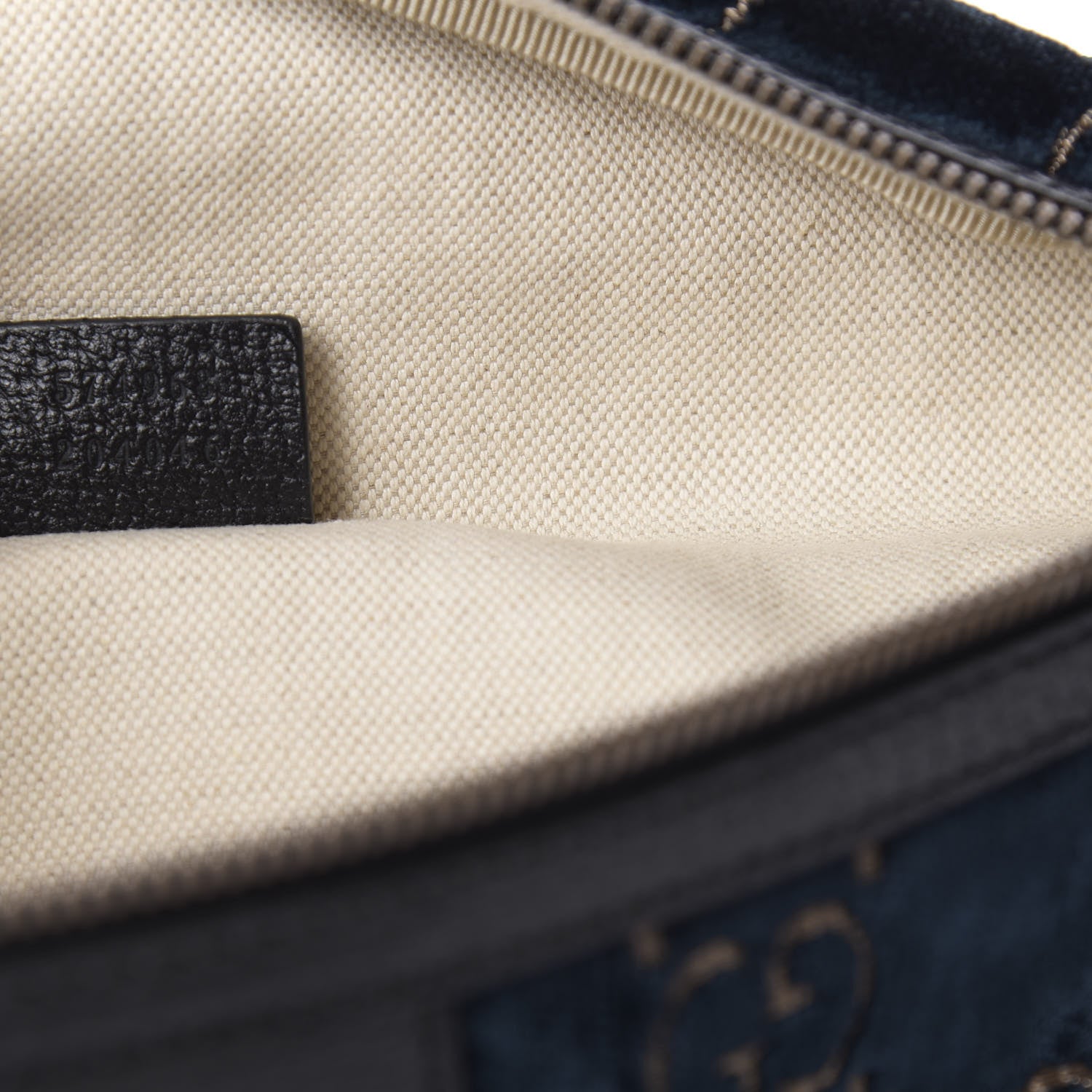 Gucci Velvet GG Monogram Web Belt Bag Blue Beige 9 of 10