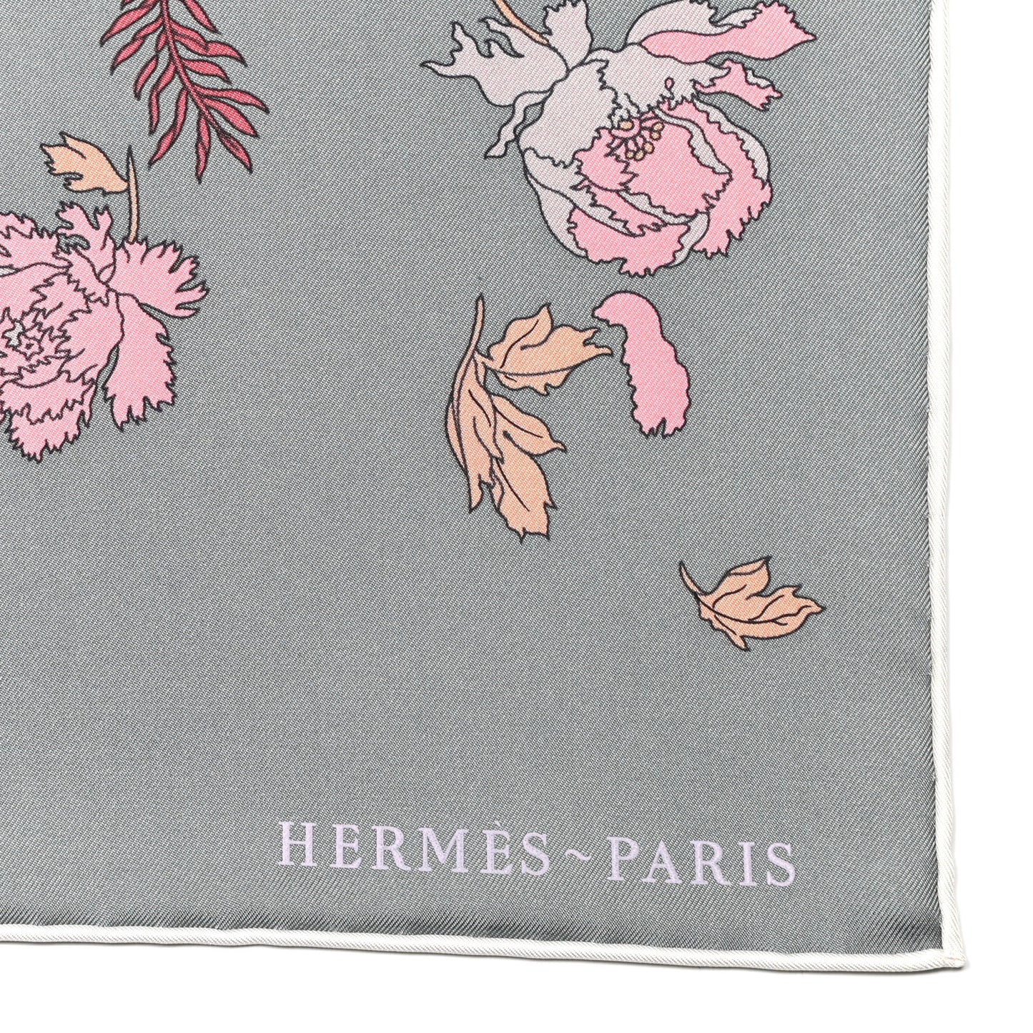 Silk Robe Legere Scarf 90 Gris Corail Rose Pourpre