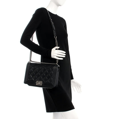 Chanel Calfskin Quilted Double Stitch New Medium Boy Flap Black 2 of 15
