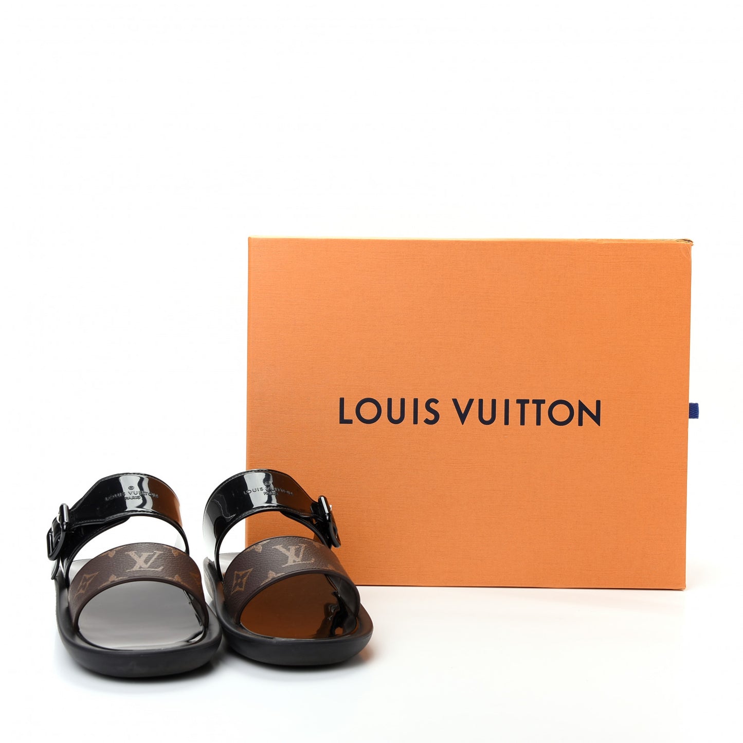 Monogram Sunbath Flat Mule Sandals 36 Black