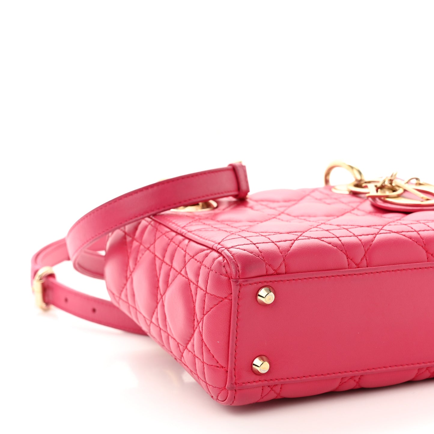 Lambskin Cannage Mini Lady Dior Fuchsia