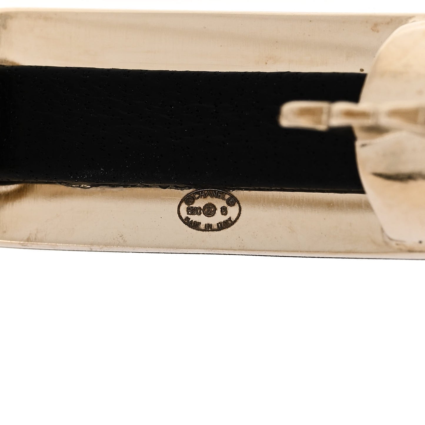 Metal Lambskin Strass Sergeant Hair Clip Barrette Black Gold