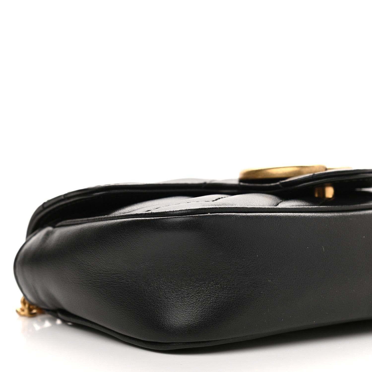 Gucci Calfskin Matelasse Super Mini GG Marmont Shoulder Bag Black 9 of 11
