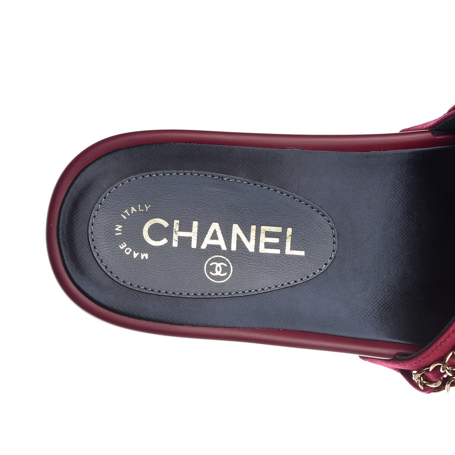 Chanel Satin Chain Flat Sandals 35 Dark Fuchsia 6 of 8