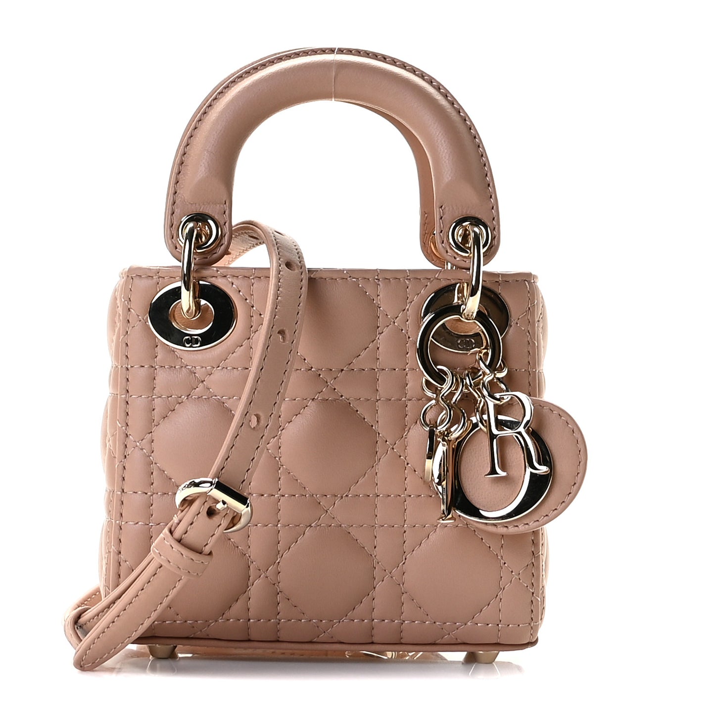 Lambskin Cannage Micro Lady Dior Rose Des Vents