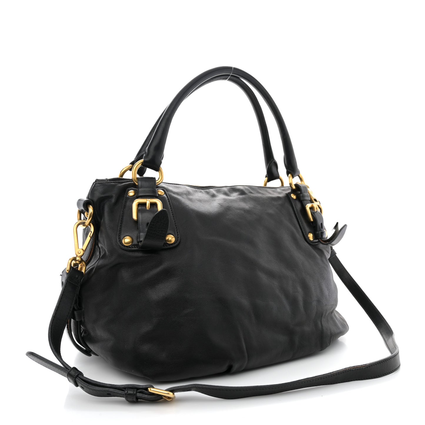 Vitello Soft Shopping Satchel Black