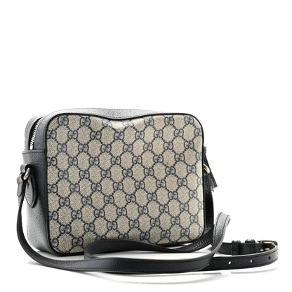 Gucci GG Supreme Monogram Textured Dollar Calfskin Small Horsebit 1955 Shoulder Bag Beige Blue 3 of 11