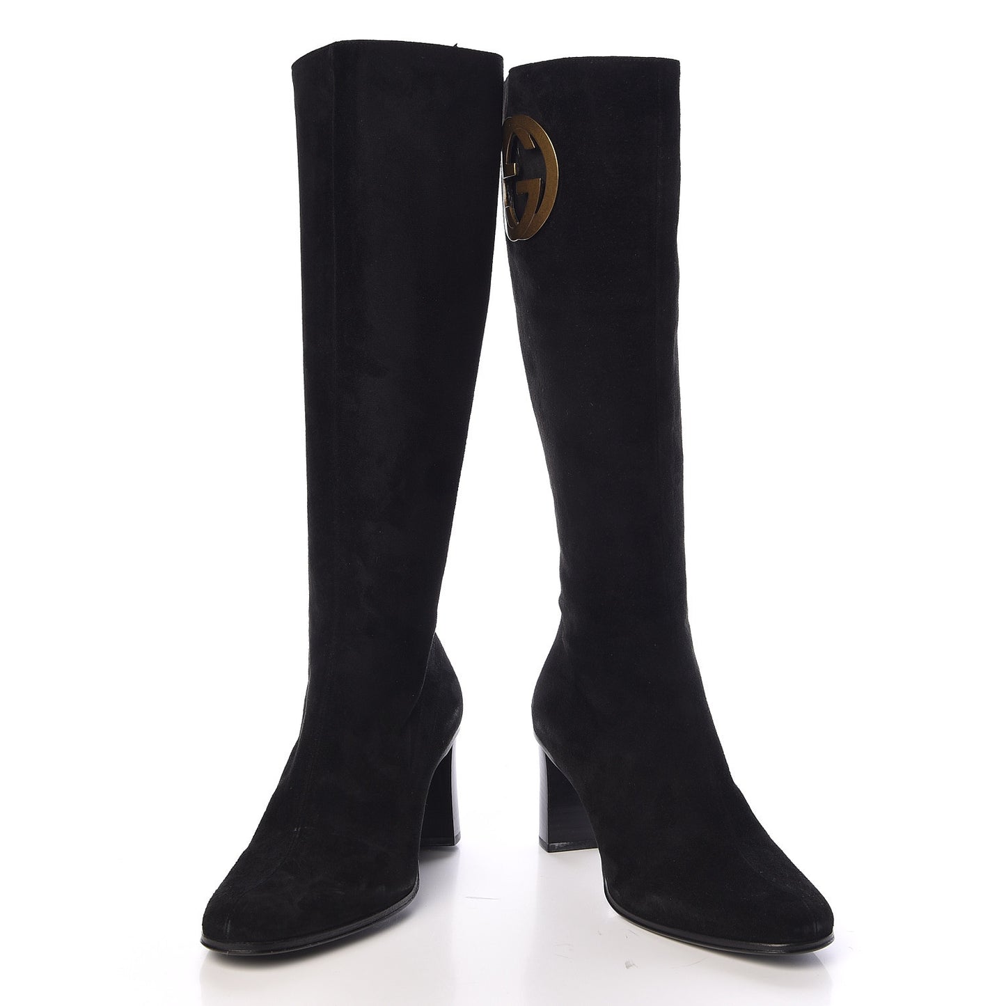 Suede Interlocking G Knee High Boots 7 Black