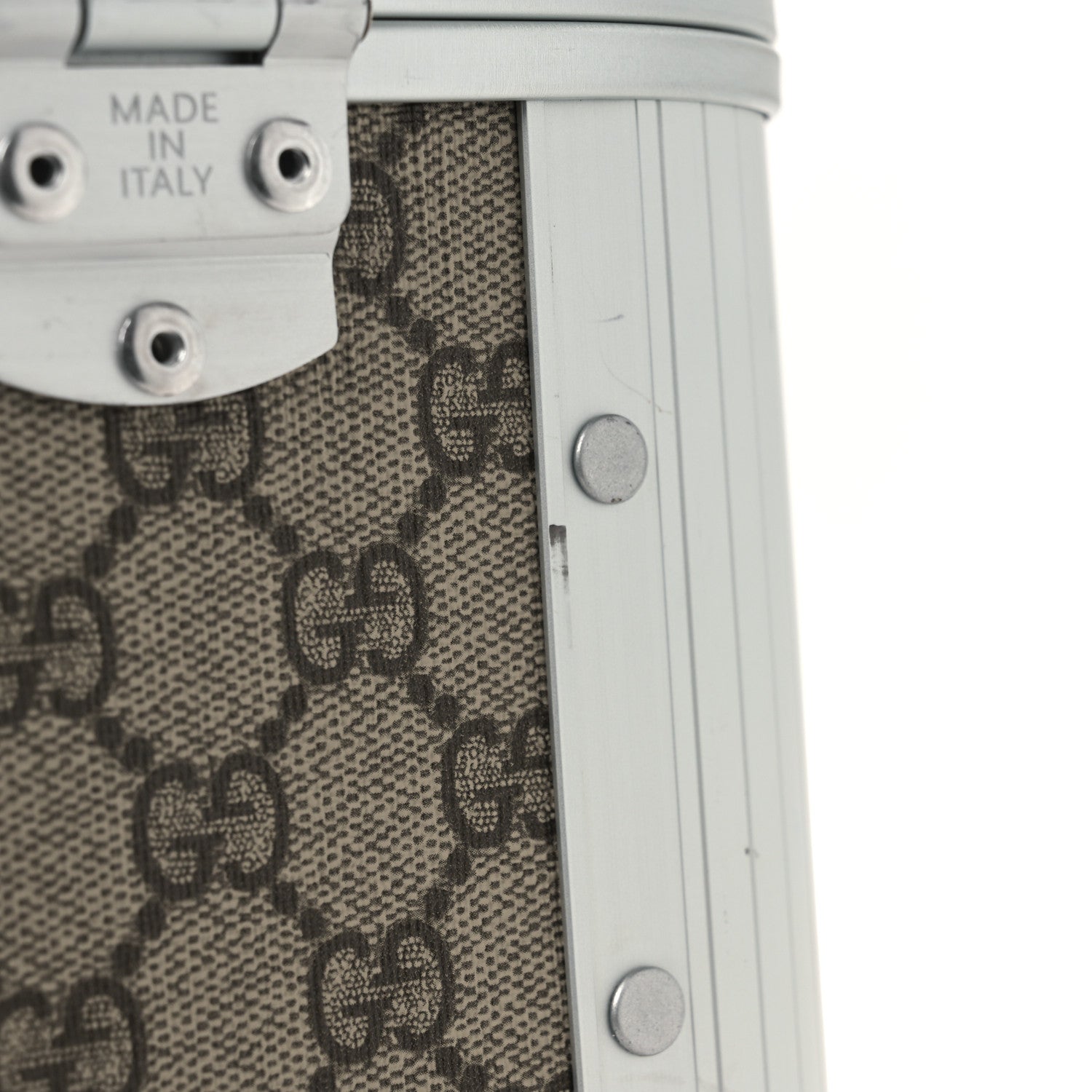 Gucci GG Supreme Monogram Aluminum Porter Beauty Case Silver 16 of 16