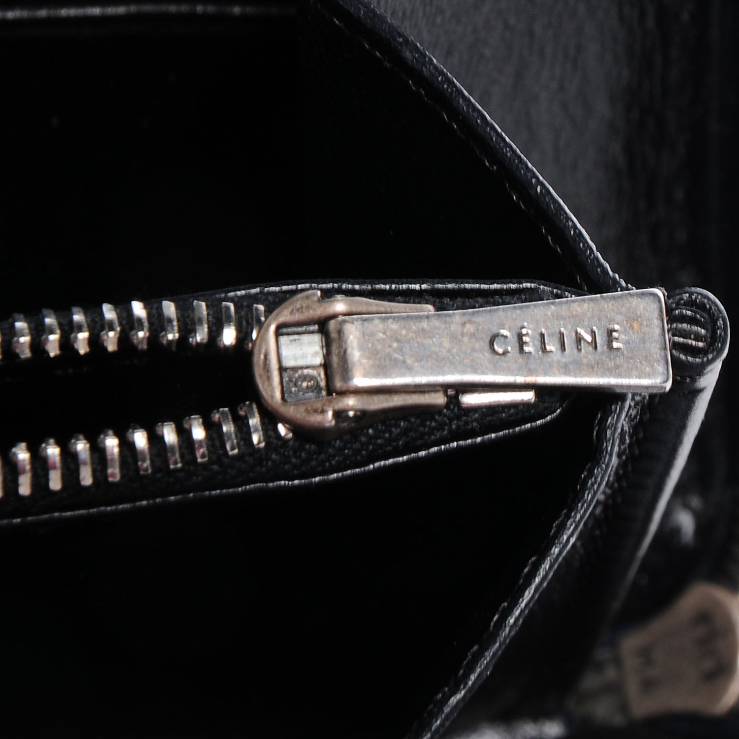 Celine Drummed Calfskin Zip Around Wallet Navy 7 of 10