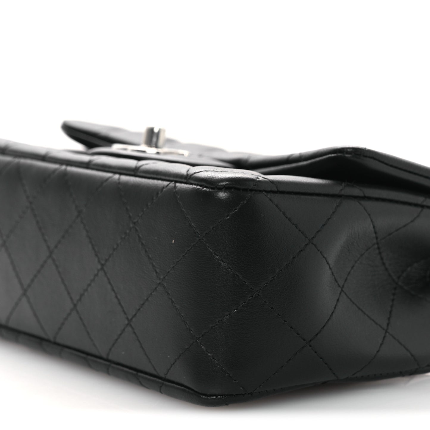 Lambskin Quilted Mini Rectangular Flap Black