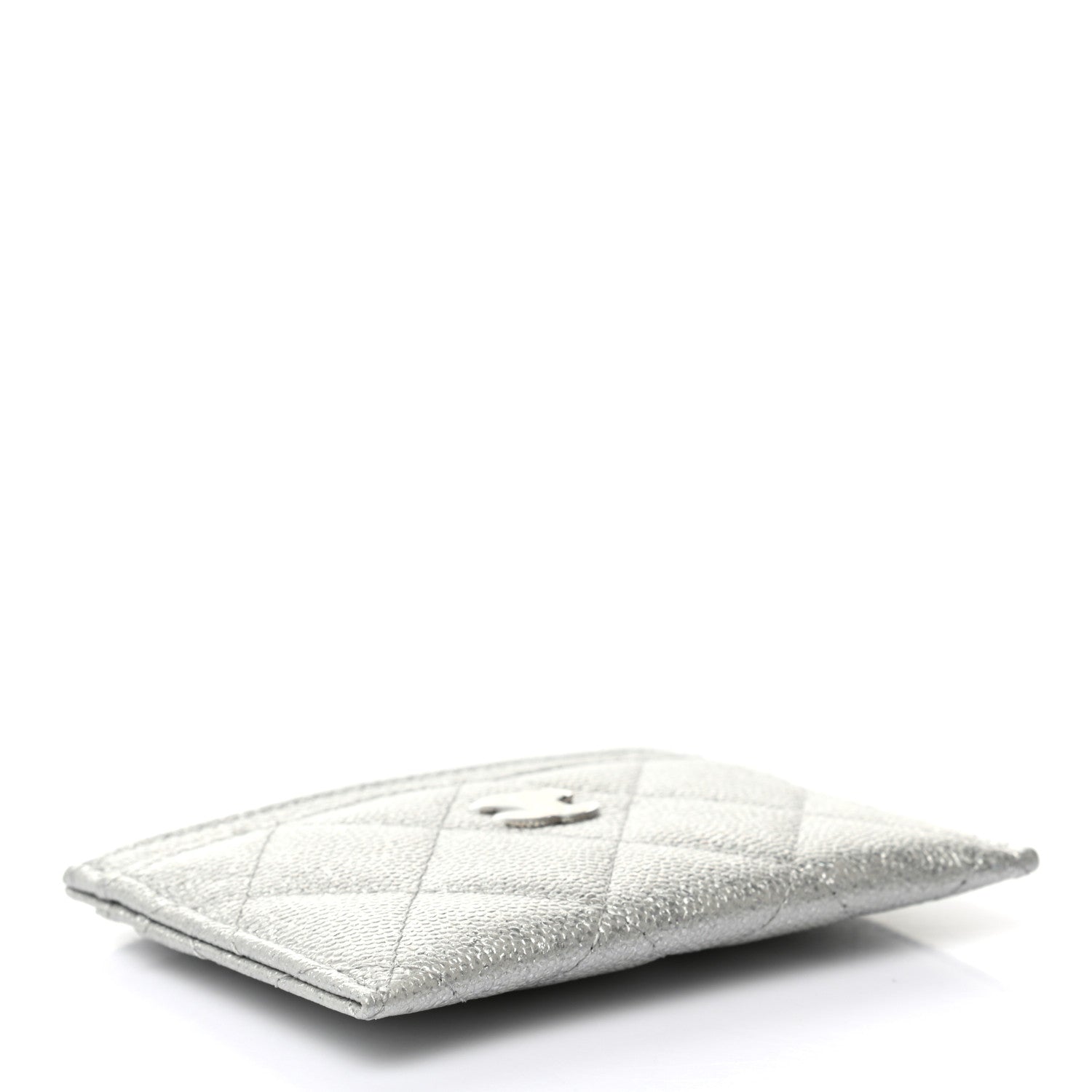 Chanel Glittered Metallic Caviar Quilted Card Holder Silver 4 of 8