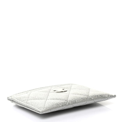 Chanel Glittered Metallic Caviar Quilted Card Holder Silver 4 of 8