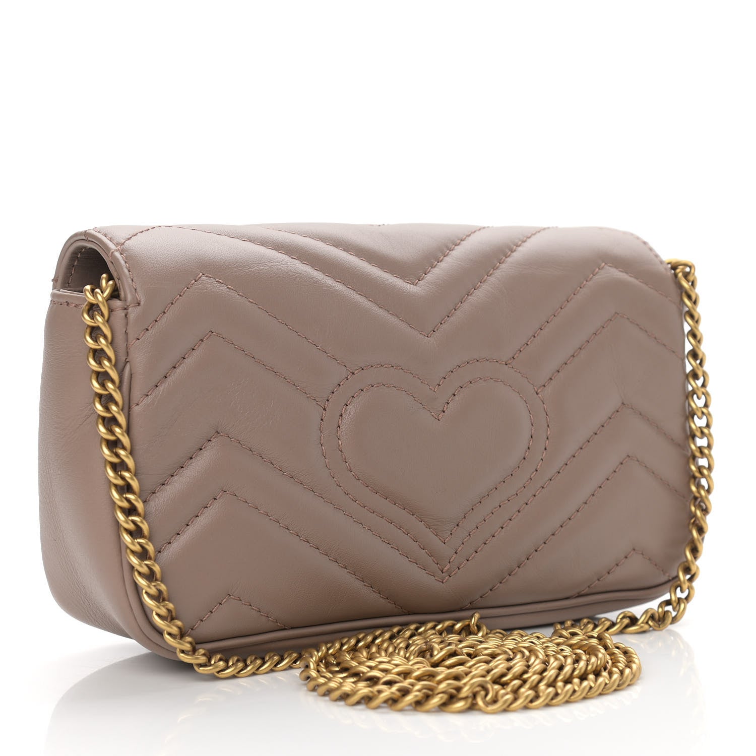 Gucci Calfskin Matelasse Super Mini GG Marmont Shoulder Bag Porcelain Rose 3 of 11