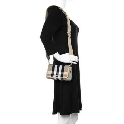 Burberry Canvas Check Hackberry Crossbody Bag Soft Fawn 2 of 12