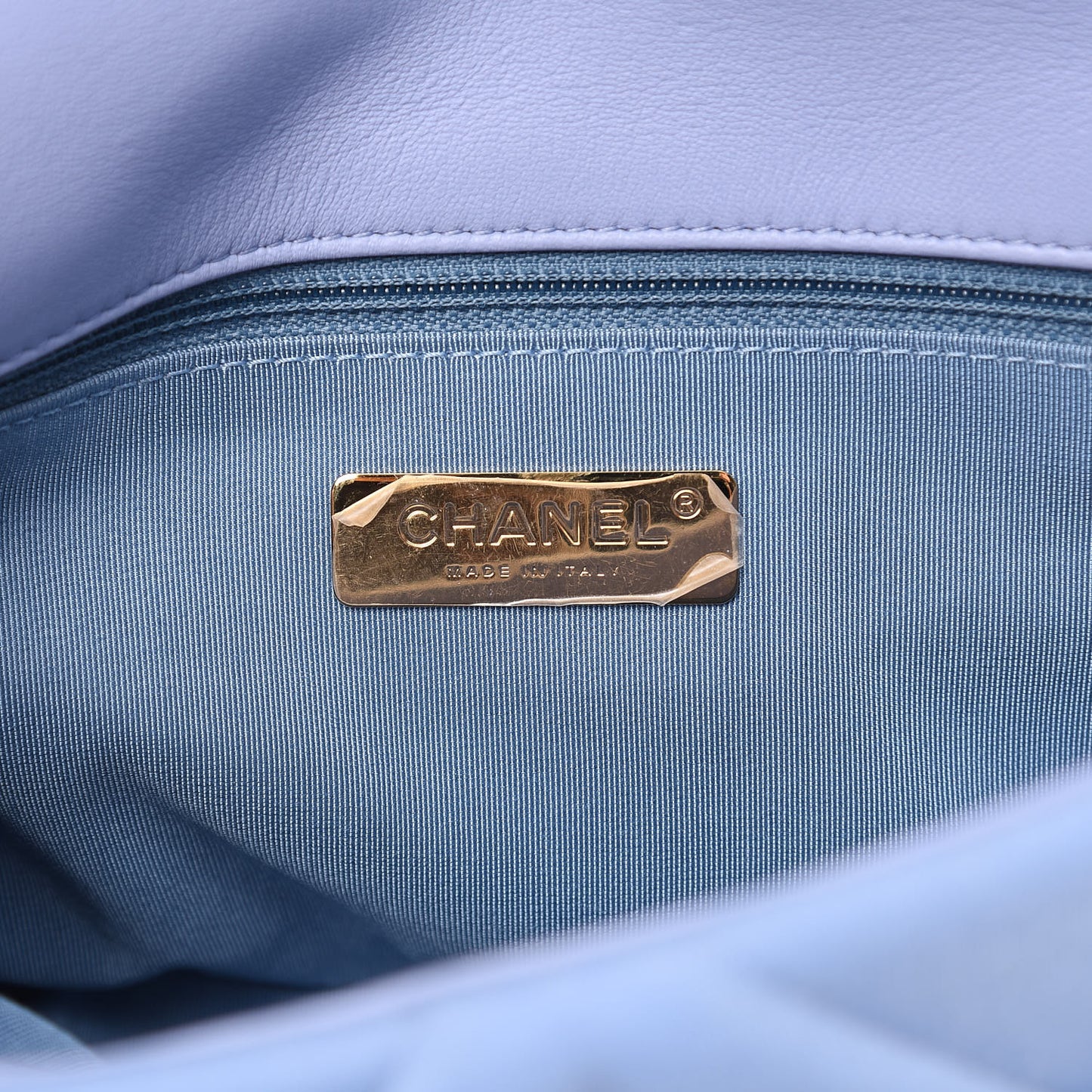 Jersey Lambskin Quilted Medium 19 Flap Light Blue