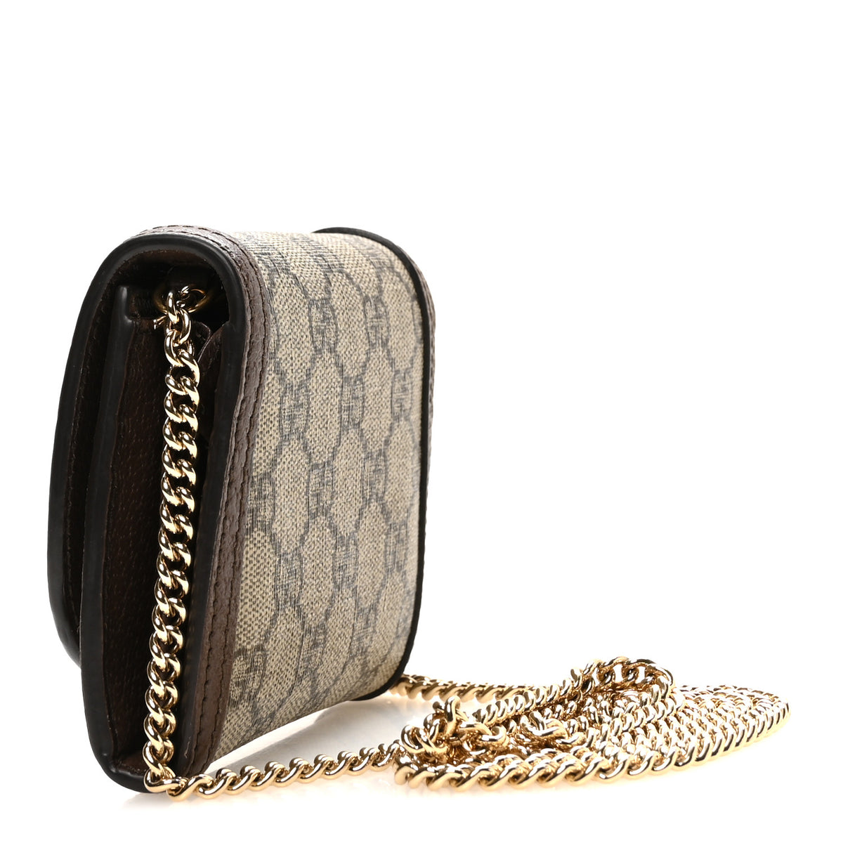 Gucci GG Supreme Monogram Textured Dollar Calfskin Blondie Chain Wallet Beige Ebony New Acero 3 of 11