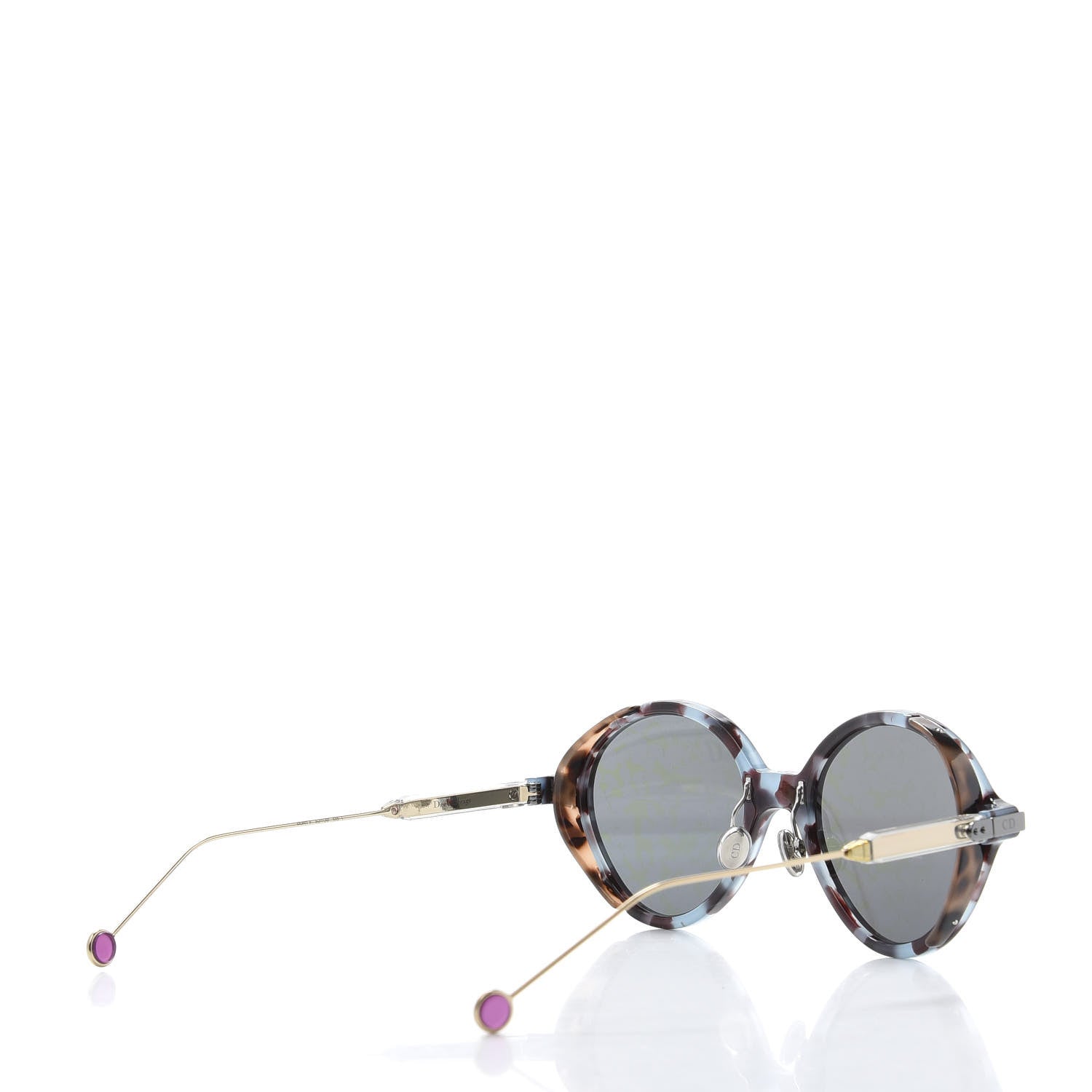 Christian Dior Acetate Leaf Print Umbrage Round Sunglasses Blue Foliage 4 of 8
