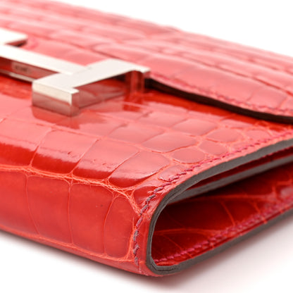 Hermes Shiny Alligator Constance Short Wallet Geranium 7 of 11