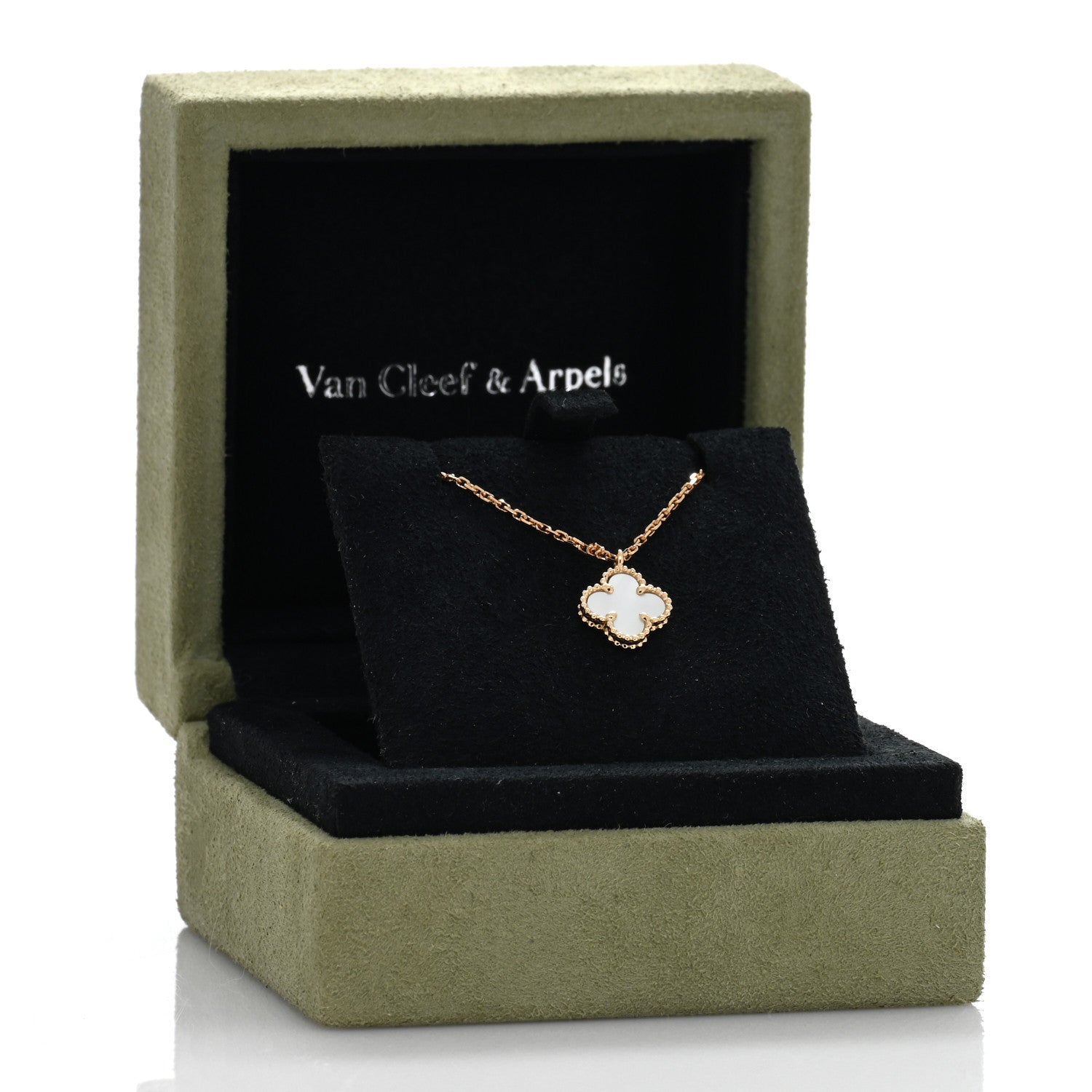 Van Cleef & Arpels 18K Yellow Gold Mother of Pearl Sweet Alhambra Pendant Necklace 5 of 5