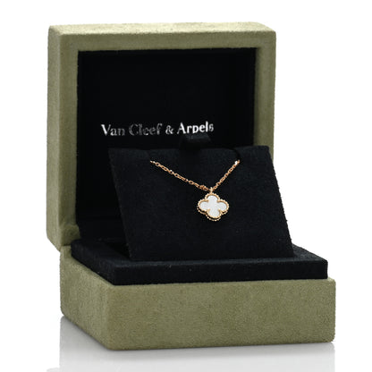 Van Cleef & Arpels 18K Yellow Gold Mother of Pearl Sweet Alhambra Pendant Necklace 5 of 5