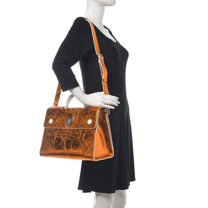 Christian Dior Metallic Calfskin Large Diorever Flap Orange 2 of 8